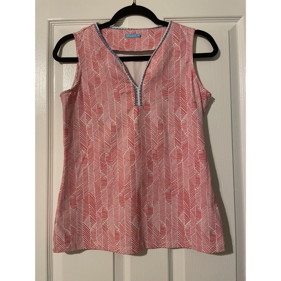 J. McLaughlin Tops - J. McLaughlin Tank Top Womens S Pink Geometric Crochet Tunic Sleeveless Stretch